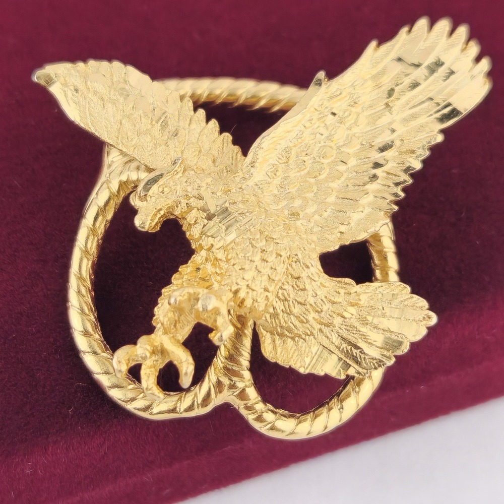 Vintage Gold Tone Eagle Scarf Clip Scarf Slide Patriotic Americana Boyscouts